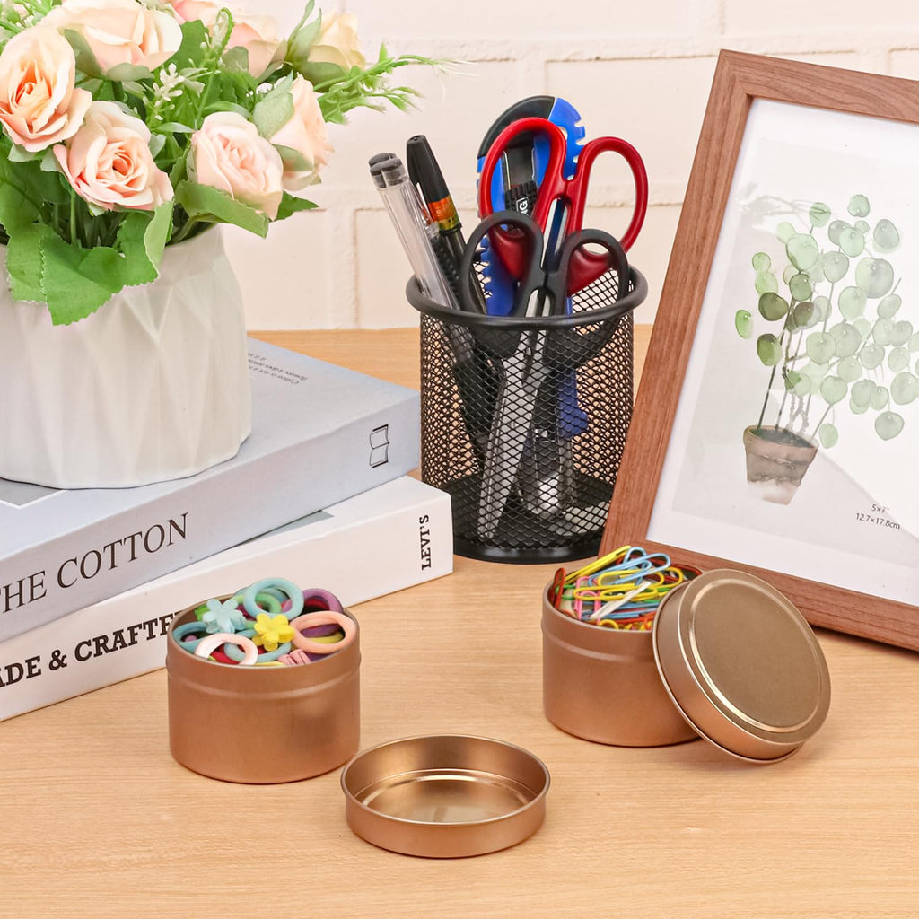 48 Pack 4 oz Rose Gold Tins with Lids, Candle Containers, Empty Candle Jars Bulk, Candle Jars for Making Candles
