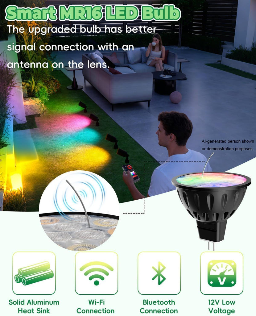 Smart MR16 Bulb, 12V WiFi MR16 LED Bulb RGBW Color Changing 4pcs