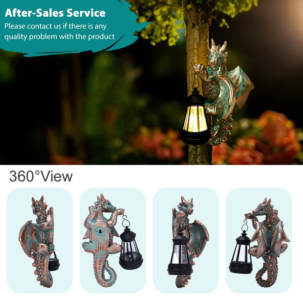 Dragon Tree Hugger Solar Lantern Garden Statue 2-Pack