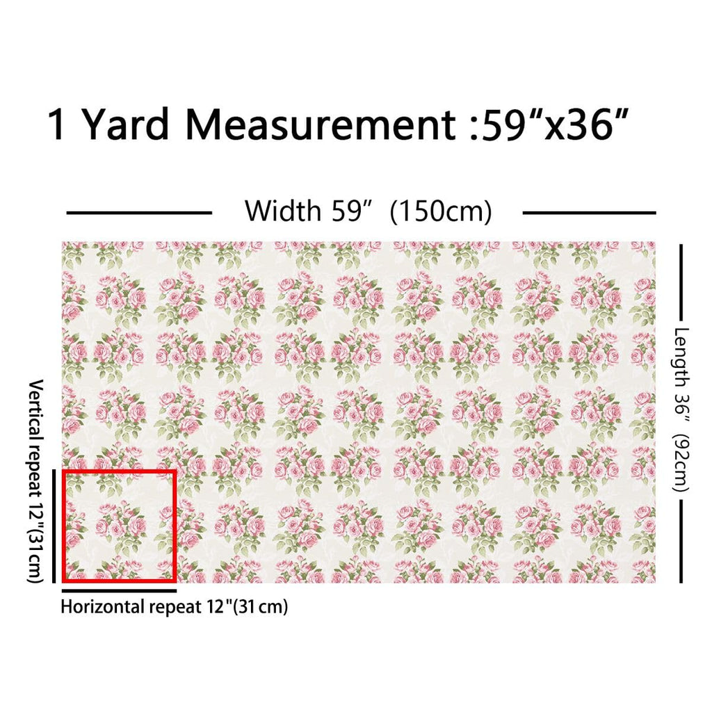 Pink Rose Floral Upholstery Fabric, Romantic Valentine's Day Decorative Fabric By The Yard, Natural Flower Green