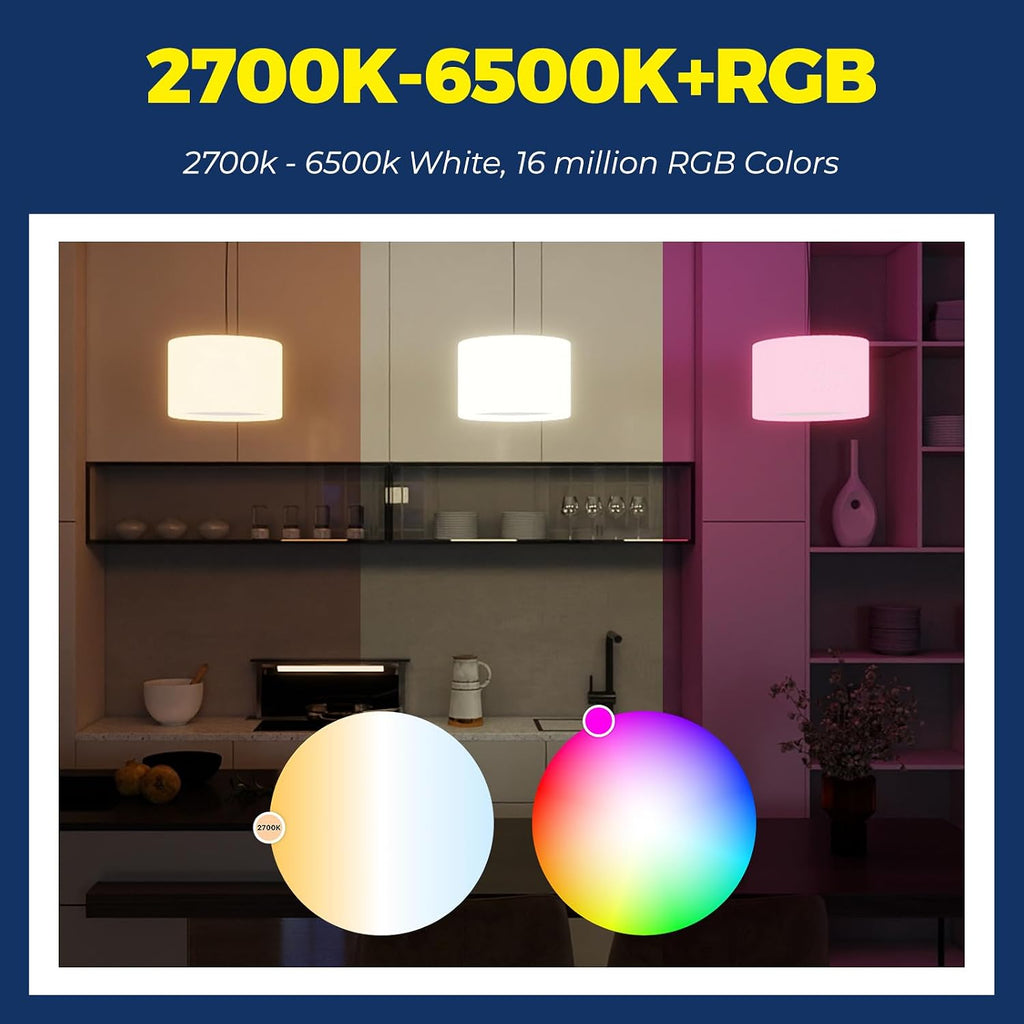 Smart Light Bulbs 100W Equivalent, Works with Alexa/Google Home/SmartLife, 1350LM 11W RGBCW Color Changing LED Light
