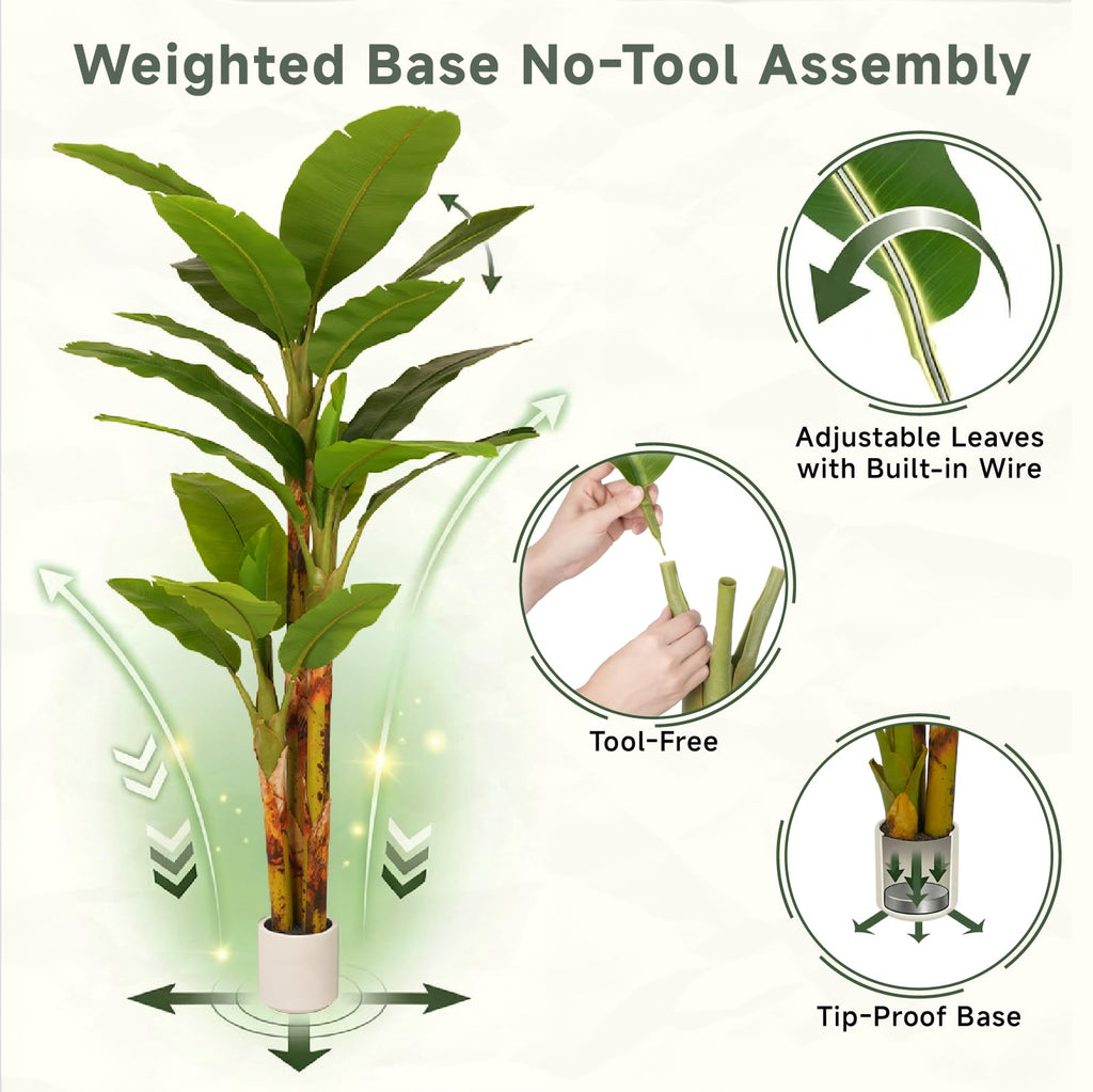 8ft Artificial Banana Tree Extra Tall Fake Plants Indoor Large Faux Tree High End Realistic Floor Plant Big Silk Tree
