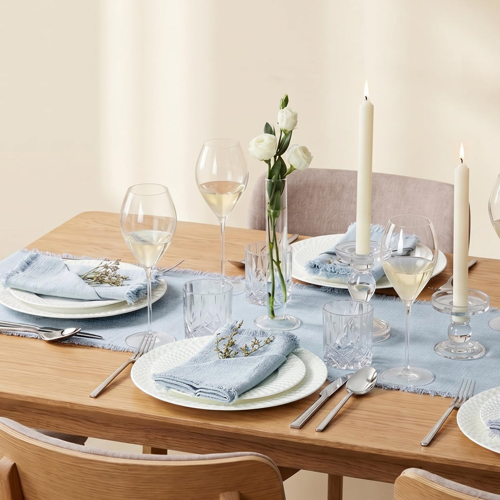Frayed Edge Table Runner - Light Blue