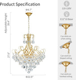 Crystal Chandelier, Modern K9 Crystal Pendant Light for Dining Room, Vintage Pendant Ceiling Fixture Lamp, 10-Lights Golden Chandelier Lighting for Kitchen Island, Living Room, Bedroom A110-B0CTG2MQH8