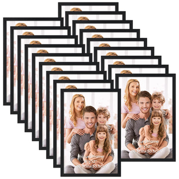 18 Sets 8x12 Picture Frames, Black Photo Frame 8 x 12 for Wall Hanging or Tabletop, Canvas Collage Photo Poster Frame