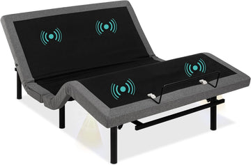 Ergonomic Queen Size Adjustable Bed Frame, Electric Base w/Wireless Remote Control, Nightlight, Massager, 2 USB Ports