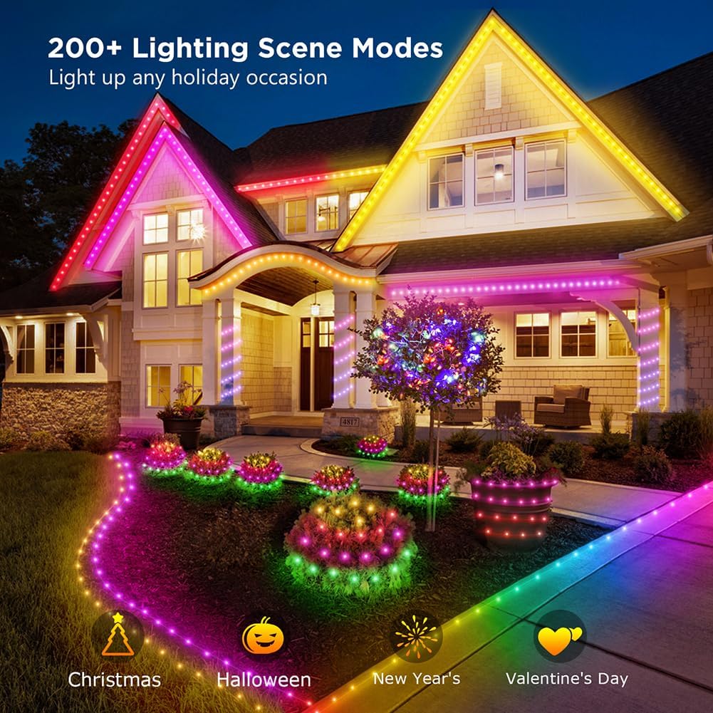 100ft Color Changing Christmas String Lights, 300 LED Twinkle Fairy Lights String Waterproof, 200+ Scene Modes, Smart