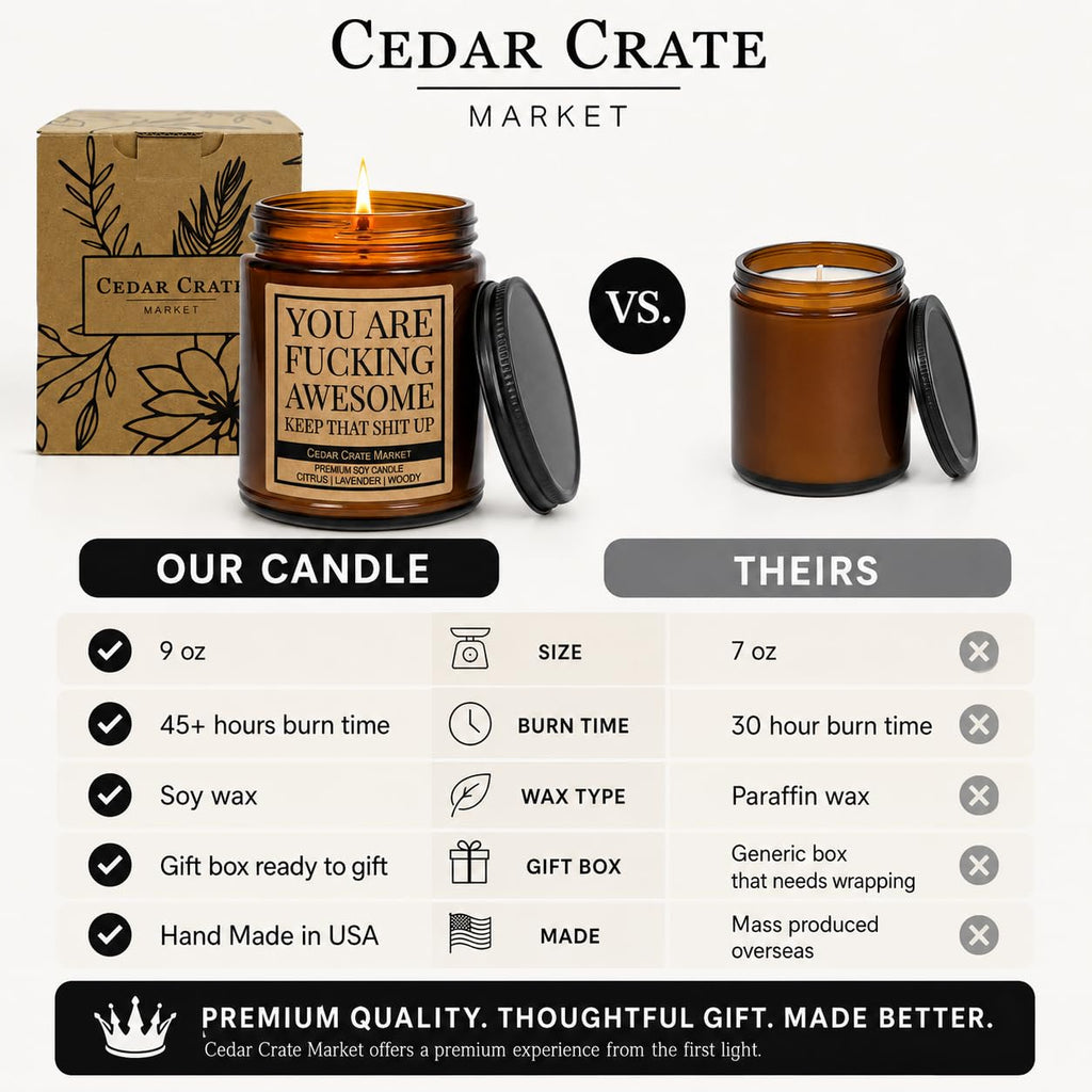 You are Fucking Awesome Candle, Funny Encouragement Gift for Friends Coworkers Family, Citrus Lavender Woody Scented