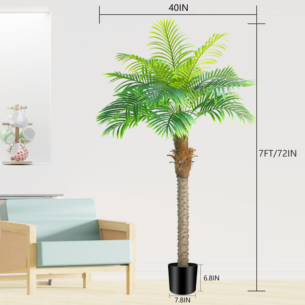 Palm Trees 6FT 2pcs Artificial Palm Tree for Outdoors 72IN - Green Coconut Silk Palm Tree Fake Plant in Pot - for