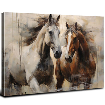 Large Western Horse Pictures Wall Decor Vintage Running Horse Canvas Art Country Wild Animals Painting Poster Rustic
