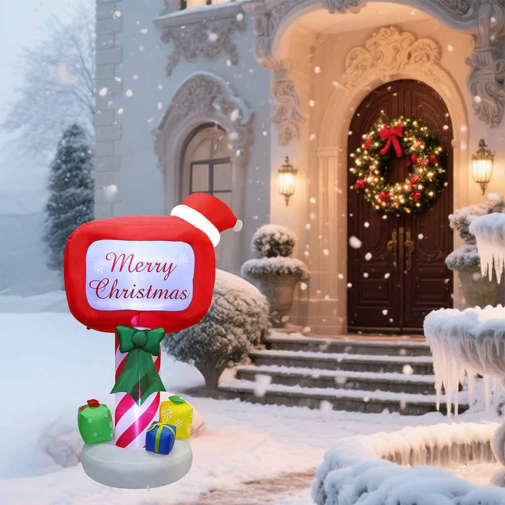 Christmas Inflatables Decorations Outdoor, 6FT Inflatable Xmas Mailbox with Built-in LED Lights, Lighted Blow Up