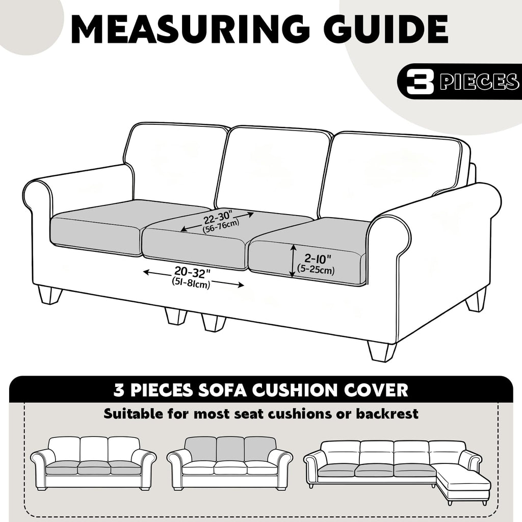 Stretch Couch Cushion Covers for Sectional Sofa, Khaki