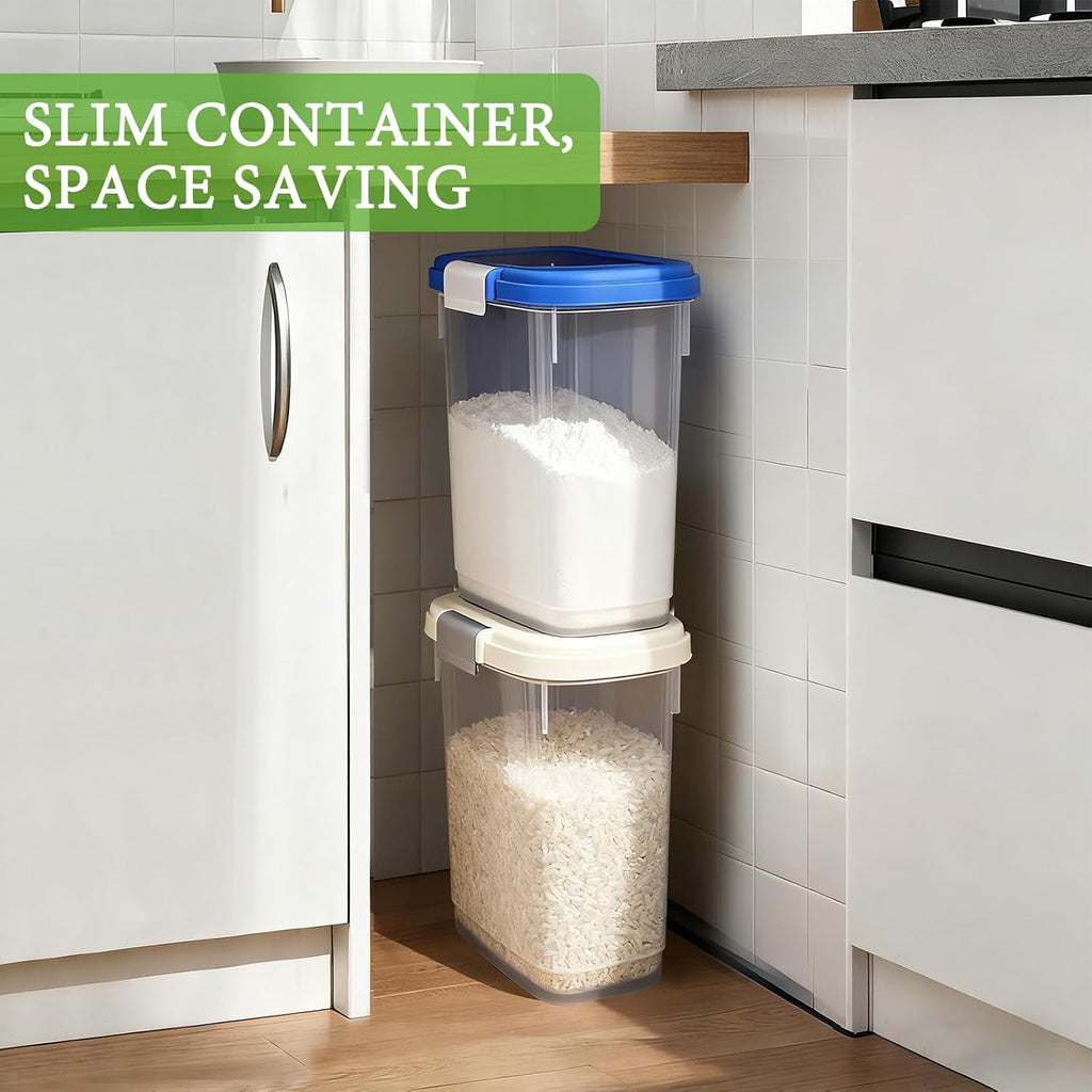 Airtight Dog Cat Pet Food Storage Container 10 Lbs, Slim Tall Dry Food Bin
