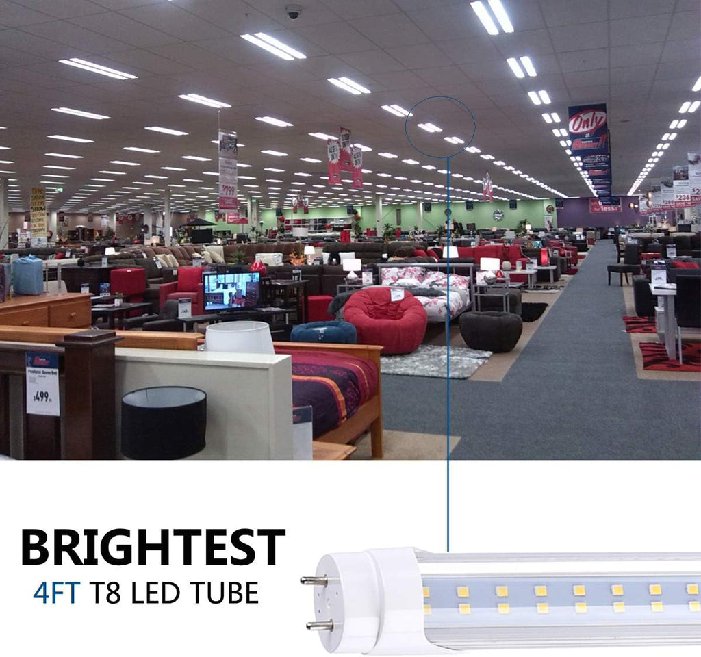 T8 LED Tube Light Two Rows LED Chips 4FT 28W, 80W Replacement LED Bulb Lights, 3360 Lumens, Cold White 6000K, Ballast
