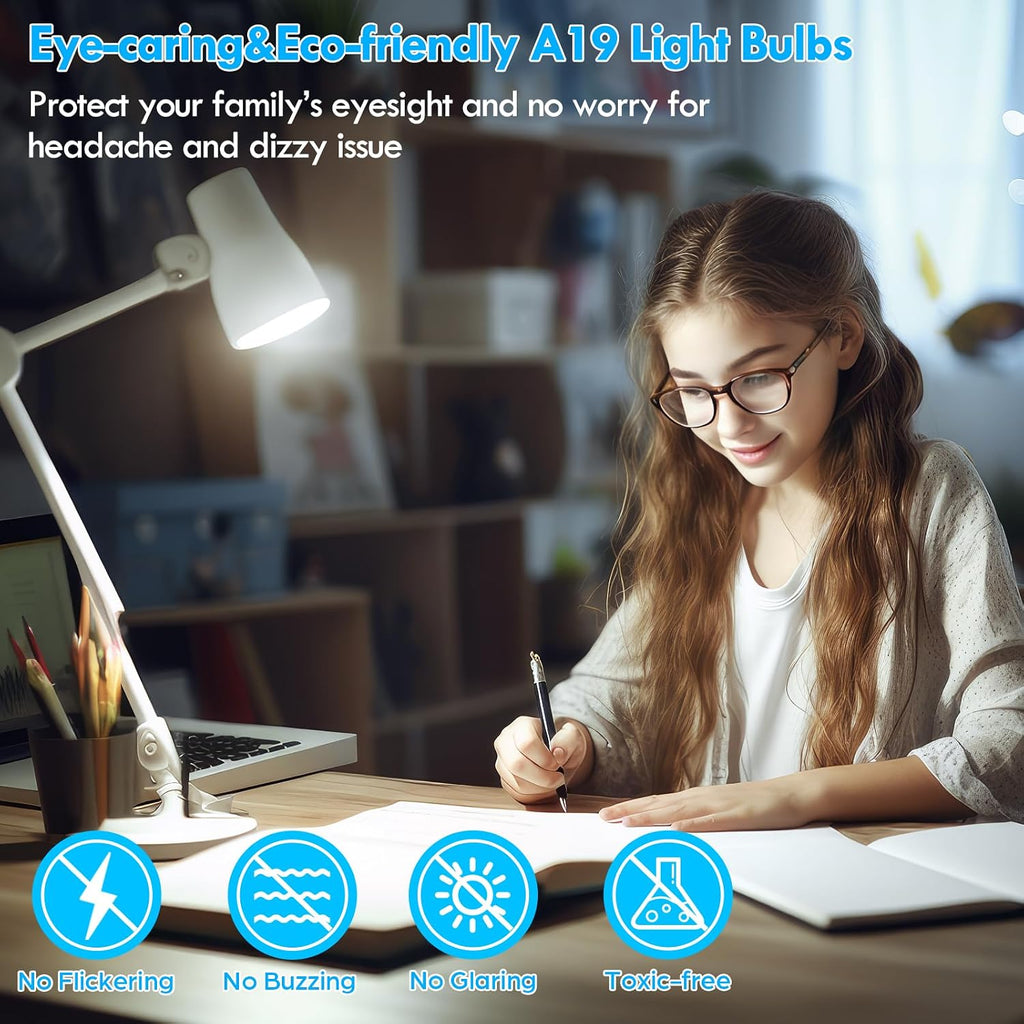 LED Light Bulbs 100 Watt Equivalent 1600 Lumens, A19 14W Super Bright Daylight White 5000K LED Bulbs, Standard E26
