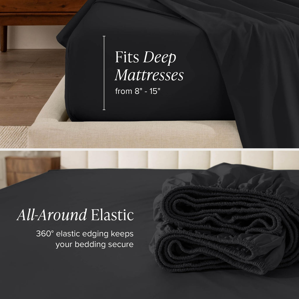 100% Organic Cotton Percale Sheet Set (Queen, Black)