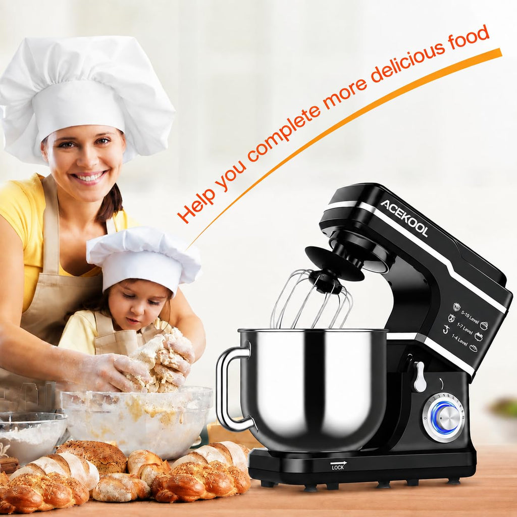 7.5QT Stand Mixer, 660W Kitchen Mixer with 10 Speeds, Black