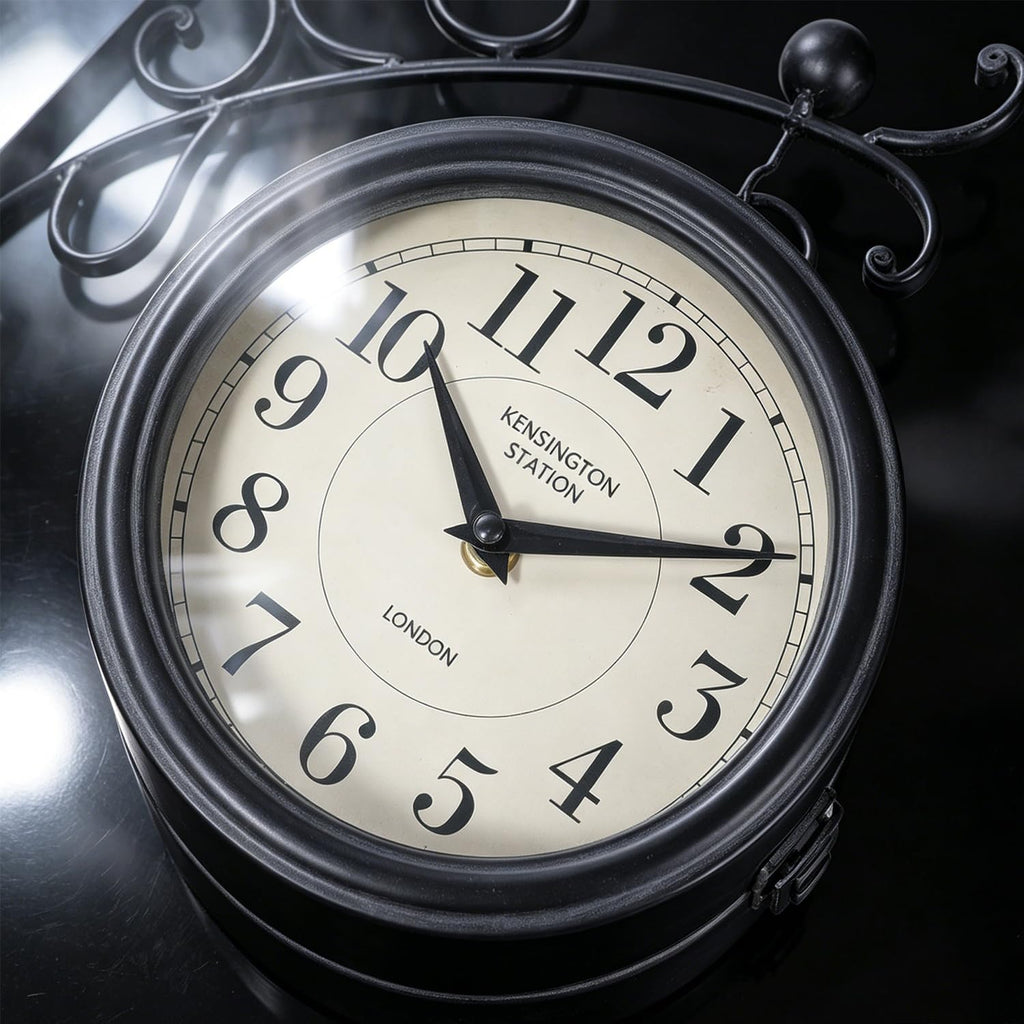 Double Face Clock Iron London Clock Antique Double- Sided Clock Wrought Numbered Wall Decor Hanging Double Sided