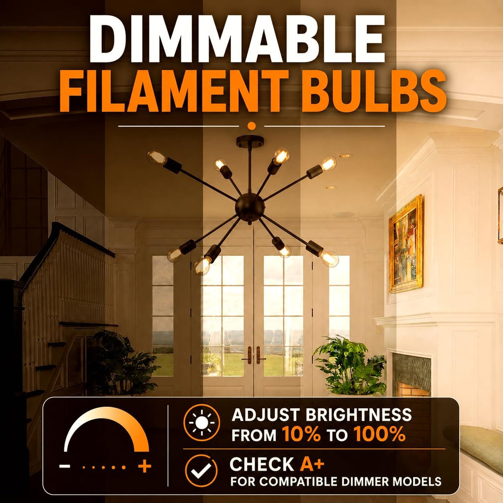 A19 Vintage Dimmable LED Light Bulbs, E26 Base 60W Equivalent
