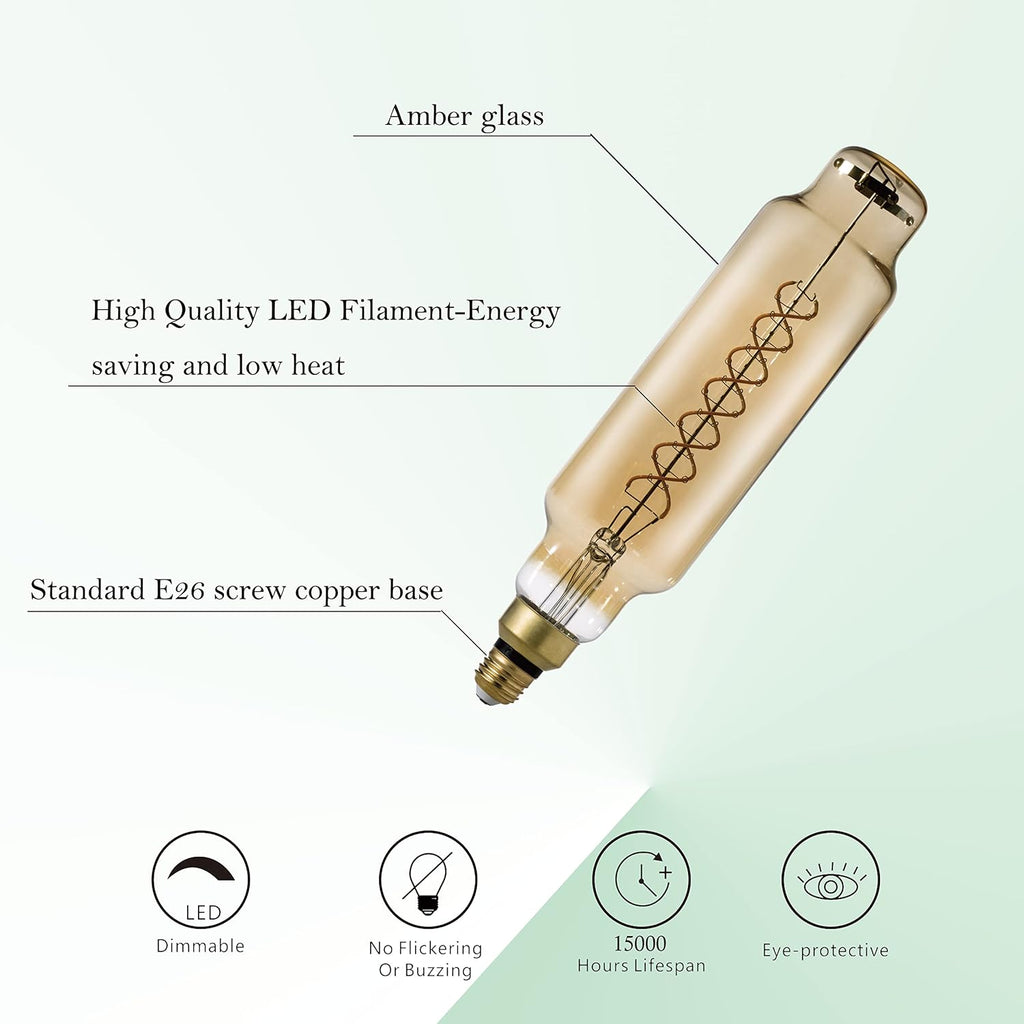 TT80 Large LED Edison Light Bulbs Dimmable 8W 450lm E26 2200K, 1PC