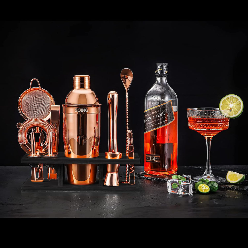 11-Piece Mixology Bartender Kit with Stand,Bar Kit Cocktail Shaker Set with All Essential Accessories:Martini - Set of 11
