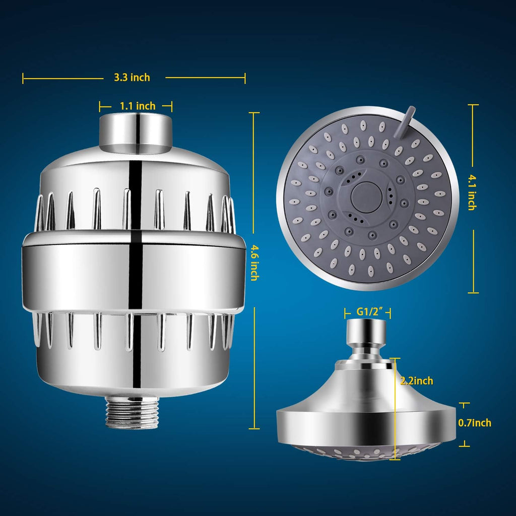 Shower Head and 15 Stage Shower Filter Combo