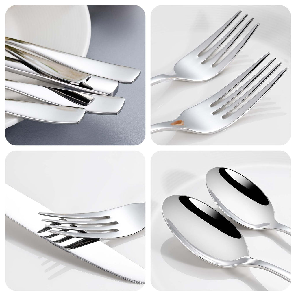 65 Piece Flatware Set for 12, 18/10 Stainless Steel Silverware Set Heavy