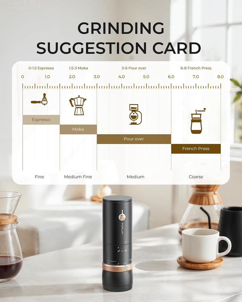Portable Burr Coffee Grinder, 80 Precision Settings, Single-Dose | USB-C Rechargeable, Stainless Steel Conical Burrs
