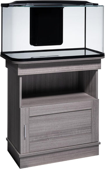 Aquarium Stand, 20 Gallons, Features Enclosed Storage Area, Display Area, Back Panel Cutout, Modern Farmhouse Look.