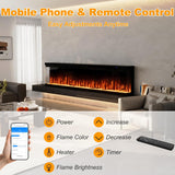 72”W 3-Sided Glass Electric Fireplace Insert, Recessed & Wall Mount Fireplace Heater with Remote, 8 H Timer