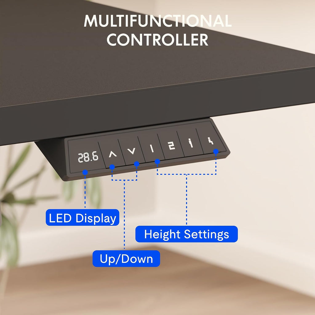 EN2 55"x28" Standing Desk with Power Strip Bundle, Black | One-Piece Desktop, Easy-Access Clamp Power Strip Bundle