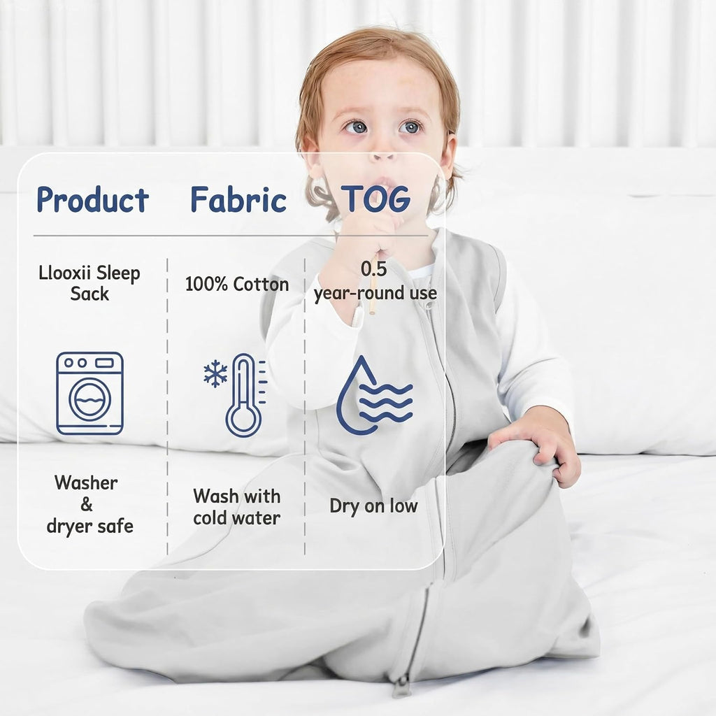 Pack Baby Sleep Sack - 100% Organic Cotton 0.5TOG, Way Zipper Wearable Blanket For Infant