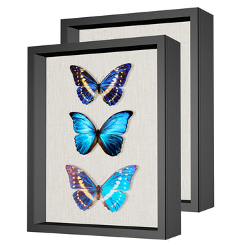 2 Packs 11x14 Shadow Box Frame with Linen Back - Sturdy Rustic Memory Display Case of Flower, Pictures, Medals and