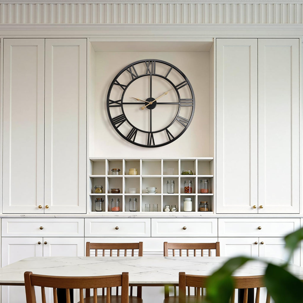 32 Inch Large Wall Clock, Roman Numeral Metal Oversized Wall Clocks