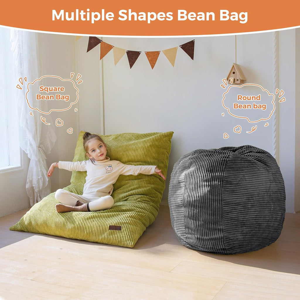 3 in 1 Kids Bean Bag Chair, Comfy Floor Sofa with Removed Cover