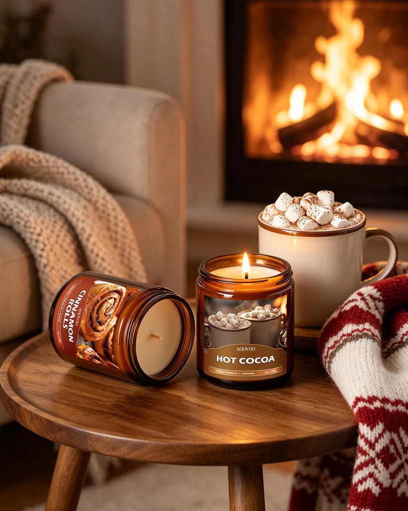 Winter Candles Set - 4 Pack Candles Scented, 28 oz Soy Wax