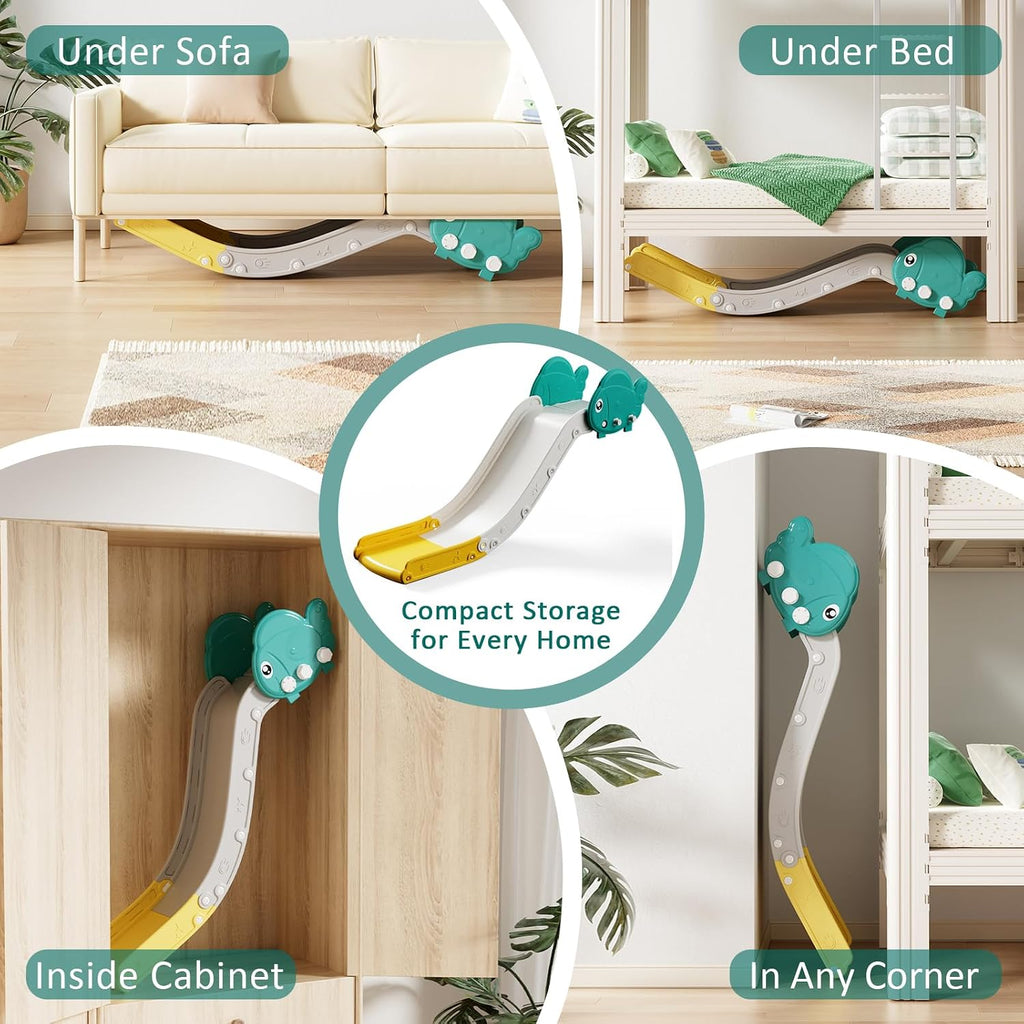Slide for Toddlers, Upgraded Indoor Toddler Slide for Couch, Bed & Stairs, Space-Saving Kids Slide with Extended