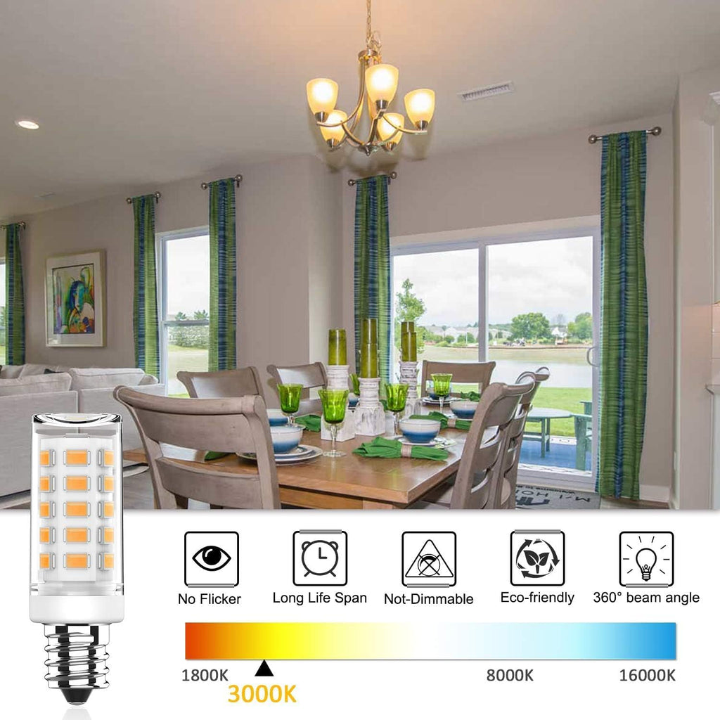 E12 LED Bulb 4W 40W Halogen Equivalent, 3000K Warm White, 400LM, 120V 6Pack