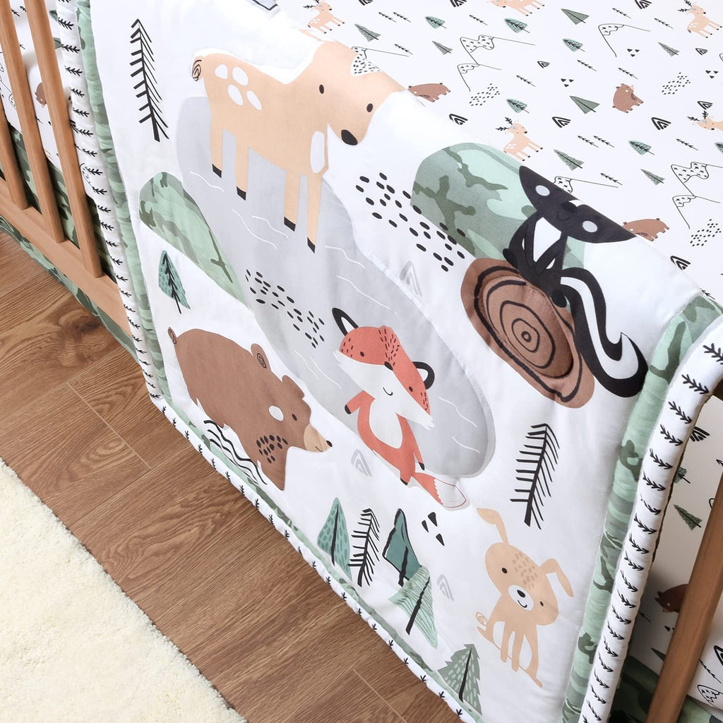 3 Piece Baby Crib Bedding Set for Boys - Newborn, Infant & Toddler Nursery Bed Set Decor with Fitted Crib Sheet, Dust