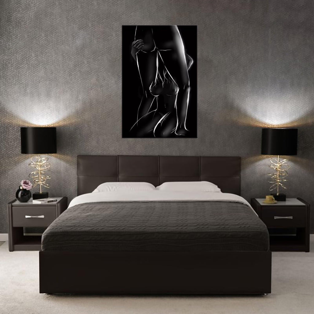 Woman and Man Wall Art Black and White Bedroom Wall Decor Sexy Couples Pictures Prints Artwork Apartment Bar Hotel