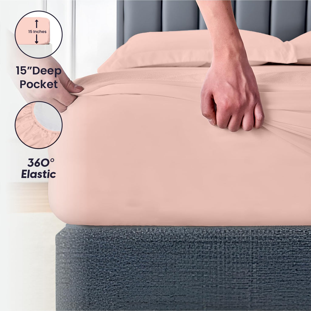 84"x 84" 4 Pc Emperor/Wyoming King Sheet Set 100% Egyptian Cotton - Deep Pocket 15" Ultra Soft, Breathable, Hotel