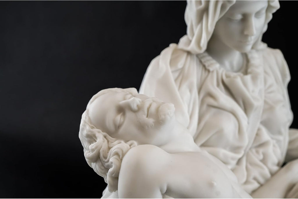 La Pieta by Michelangelo Statue - Museum Grade Replica Sculpture in Premium Cold-Cast Marble White - 10-Inch