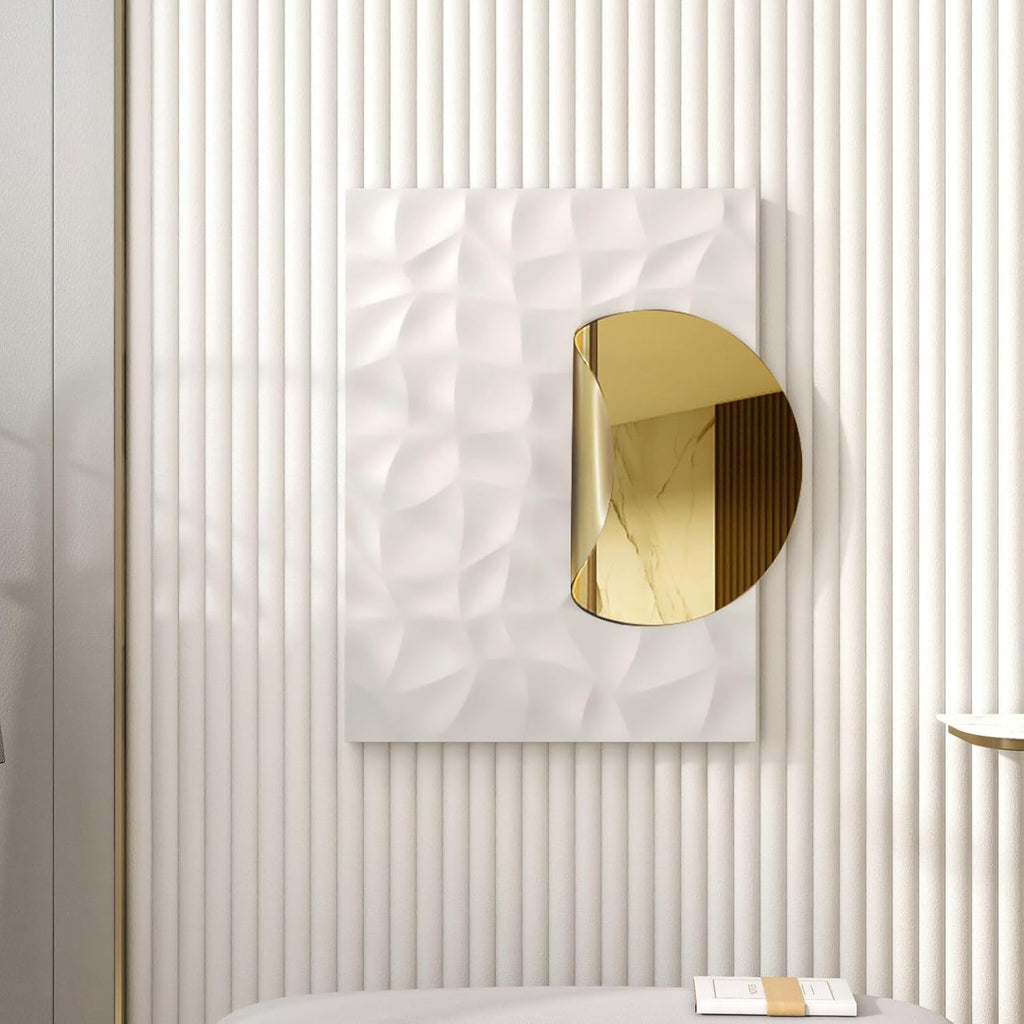 Large Modern Metal Wall Art, 3D Geometric Gold Abstract Rectangle Wall Sculpture, Contemporary Wall Hanging Decor
