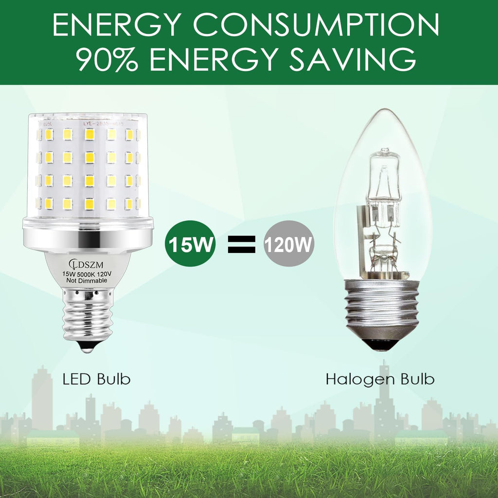 E17 Super Bright LED Bulb,15W Intermediate E17 Base LED G14 Bulbs,120 Watt Equivalent 1200lm 5000K Daylight Ceiling