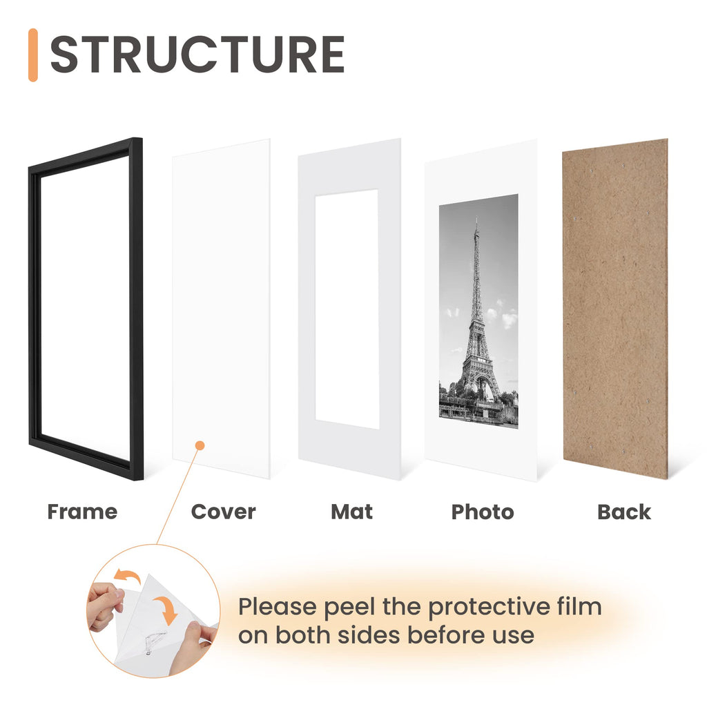 11x17 Picture Frame, Gallery Wall Frames Set of 5, Black