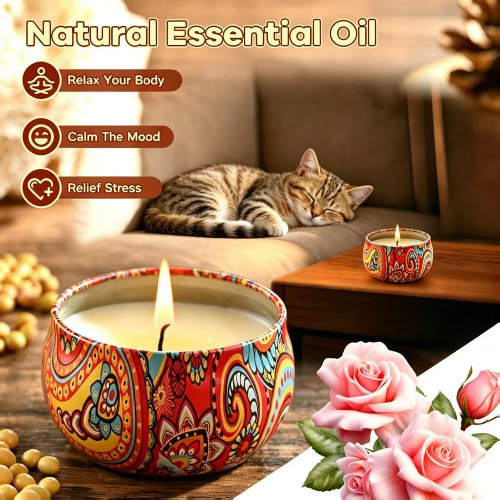 Scented Candles Gift Set, 12 Pack Aromatherapy with Gift Box for Family-Flower