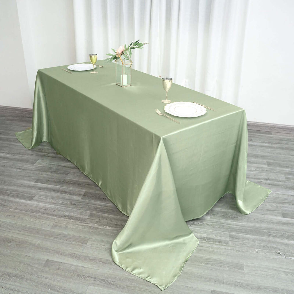 Rectangle Satin Tablecloth, 90"x132" Smooth Oblong Washable Table Cloth, Decorative Silky Fabric Table Cover for