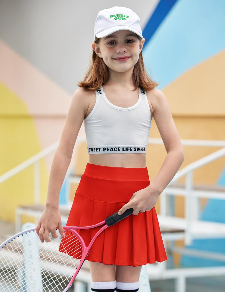 Girls Tennis Skirts with Pockets Kids Athletic Pleated Golf Skorts