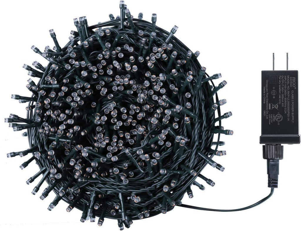 82ft 1000 LED Cluster Christmas String Lights - Dark Green Wire Tree Lights - 8 Modes Outdoor Waterproof Plug