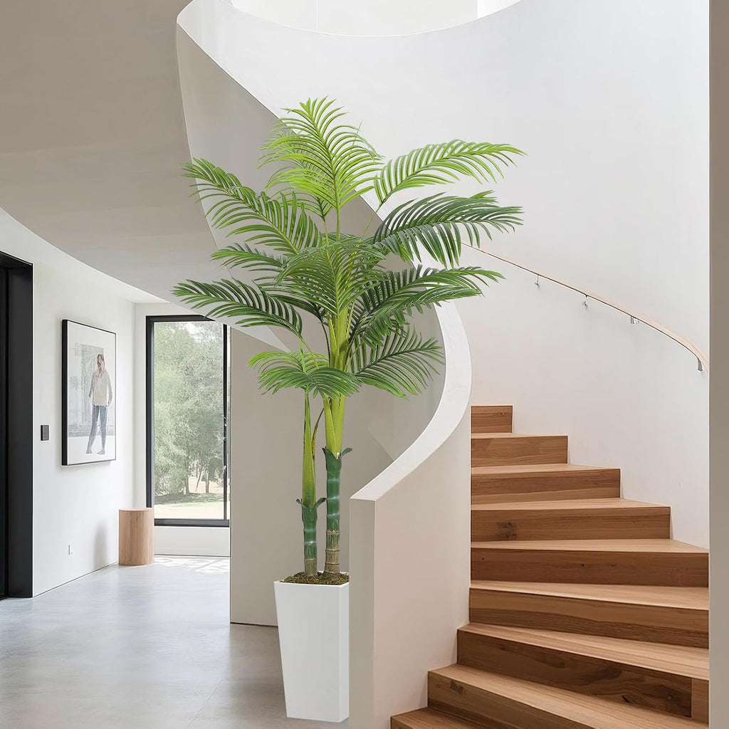 6FT Faux Palm Tree - Realistic Tropical Artificial Tree with Sturdy Ceramic Planter, Perfect Living Room, Office &